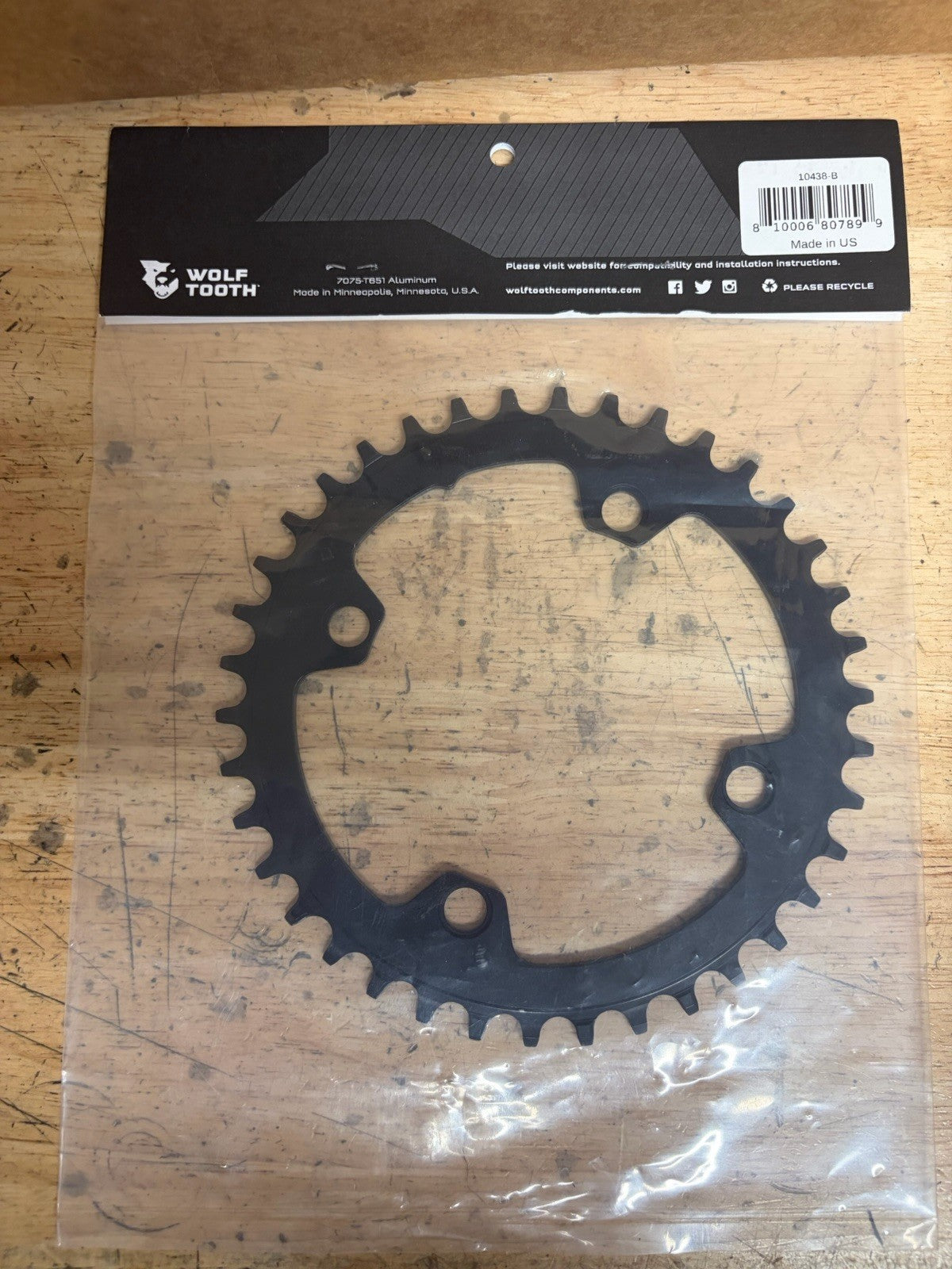 Wolf Tooth 104 BCD Chainring - 38t, 104 BCD, 4-Bolt, Drop-Stop B, Black1