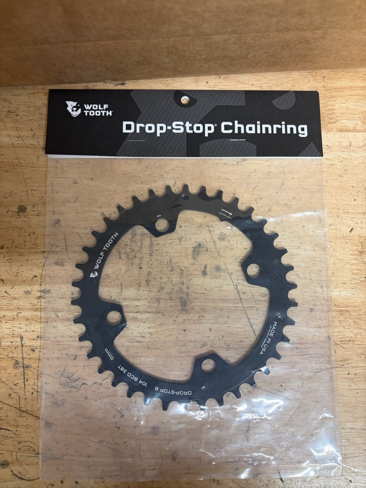 Wolf Tooth 104 BCD Chainring - 38t, 104 BCD, 4-Bolt, Drop-Stop B, Black0