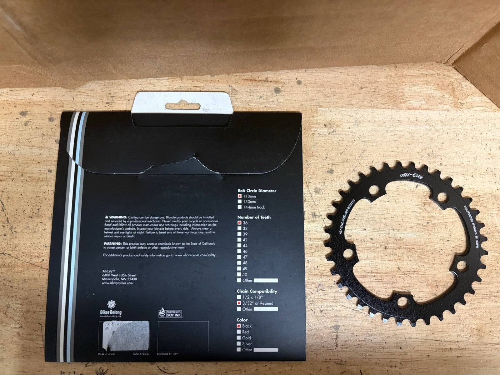 All-City Cross Ring 36t x 110BCD - 8,9,10 Speeds0